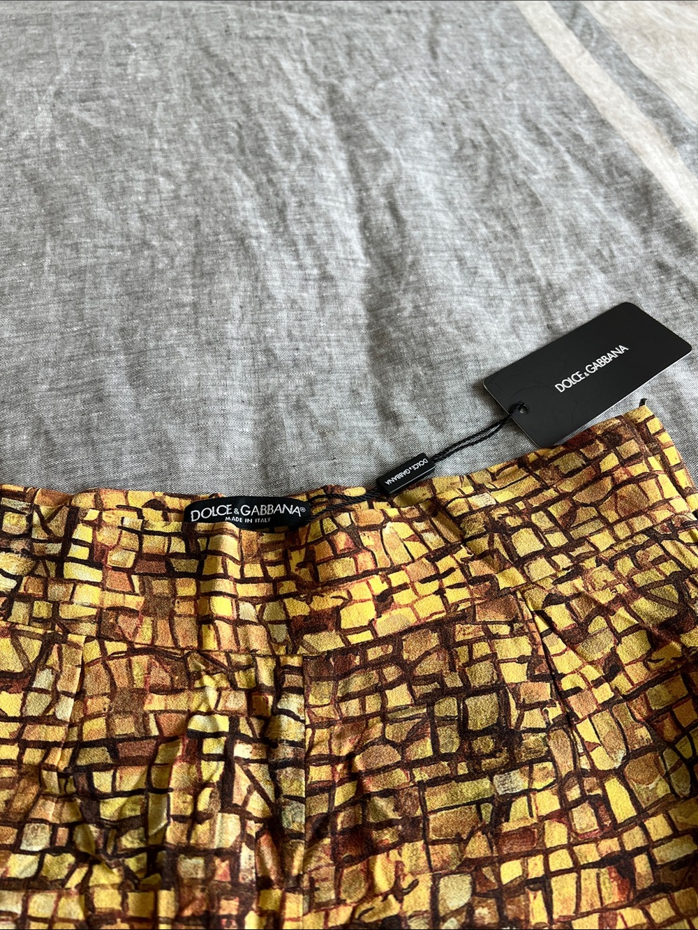 Dolce & Gabbana Yellow and Brown Mosaic Print Skirt